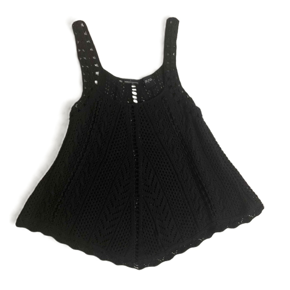 Moda International Black Gothic Fairy Grunge Crochet Tank‎ Top Large